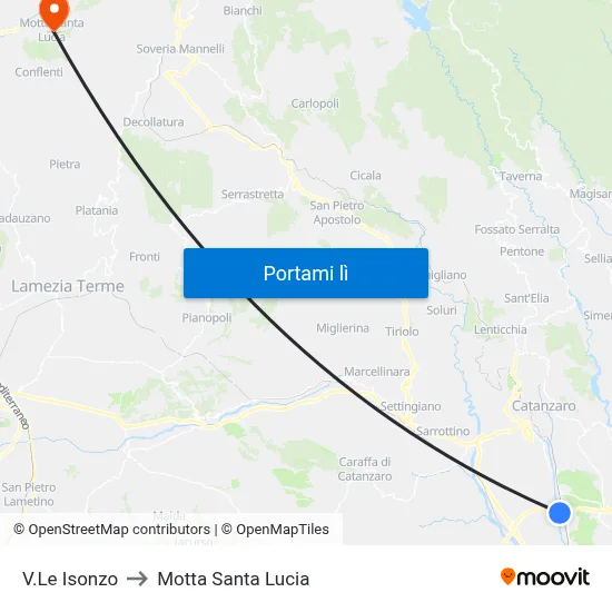 V.Le Isonzo to Motta Santa Lucia map