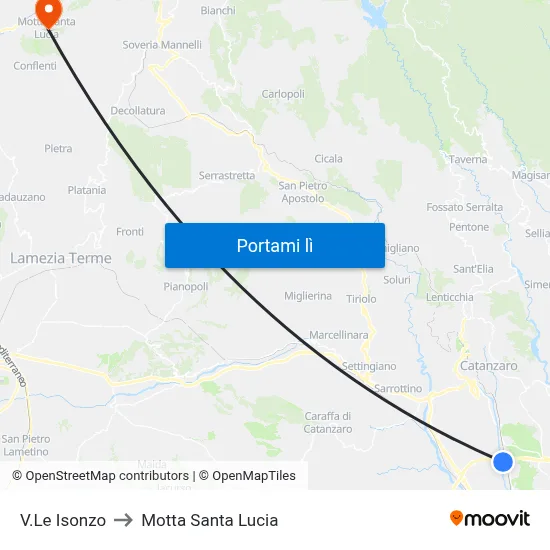 V.Le Isonzo to Motta Santa Lucia map