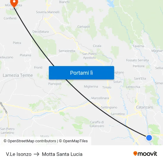 V.Le Isonzo to Motta Santa Lucia map