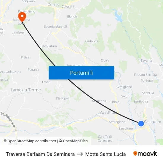 Traversa Barlaam Da Seminara to Motta Santa Lucia map