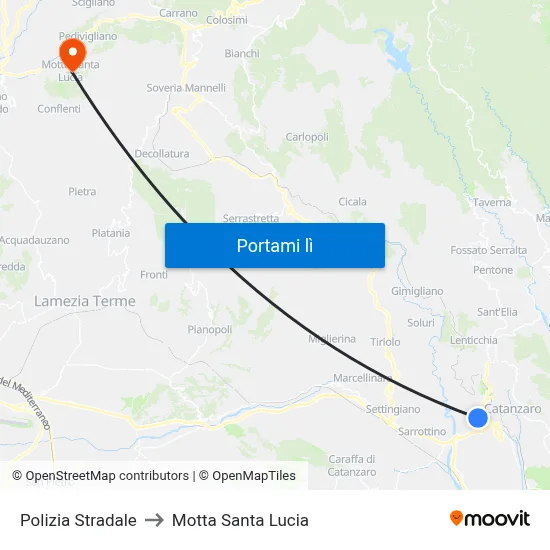 Polizia Stradale to Motta Santa Lucia map