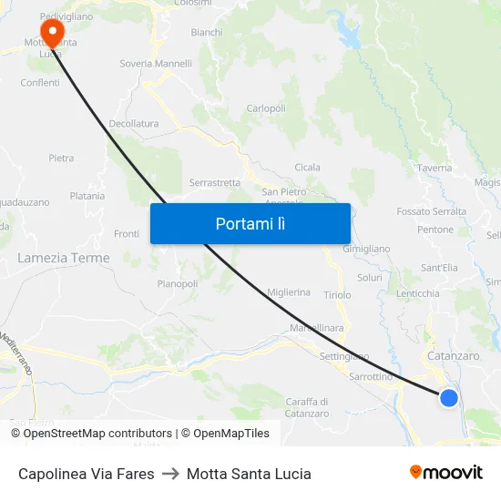 Capolinea Via Fares to Motta Santa Lucia map