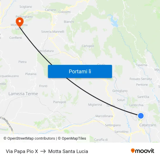 Via Papa Pio X to Motta Santa Lucia map