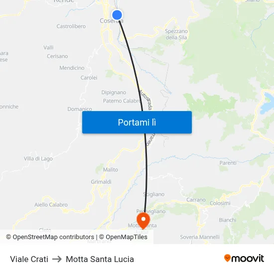 Viale Crati to Motta Santa Lucia map