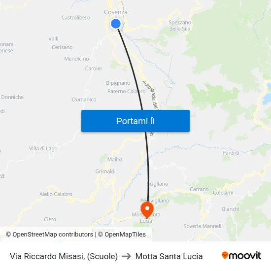 Via Riccardo Misasi, (Scuole) to Motta Santa Lucia map