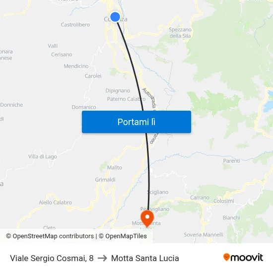 Viale Sergio Cosmai, 8 to Motta Santa Lucia map