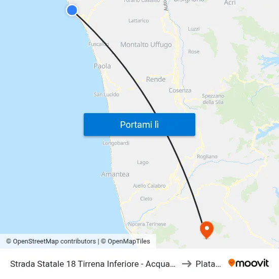 Strada Statale 18 Tirrena Inferiore - Acquappesa to Platania map