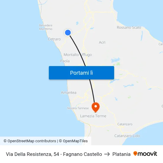 Via Della Resistenza, 54 - Fagnano Castello to Platania map