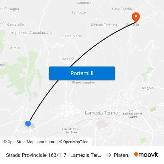Strada Provinciale 163/1, 7 - Lamezia Terme to Platania map