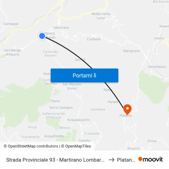 Strada Provinciale 93 - Martirano Lombardo to Platania map