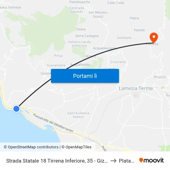 Strada Statale 18 Tirrena Inferiore, 35 - Gizzeria to Platania map