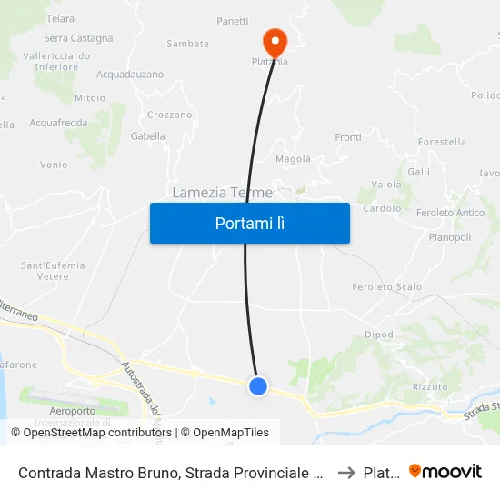Contrada Mastro Bruno, Strada Provinciale 170/1 - Lamezia Terme to Platania map