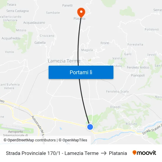 Strada Provinciale 170/1 - Lamezia Terme to Platania map