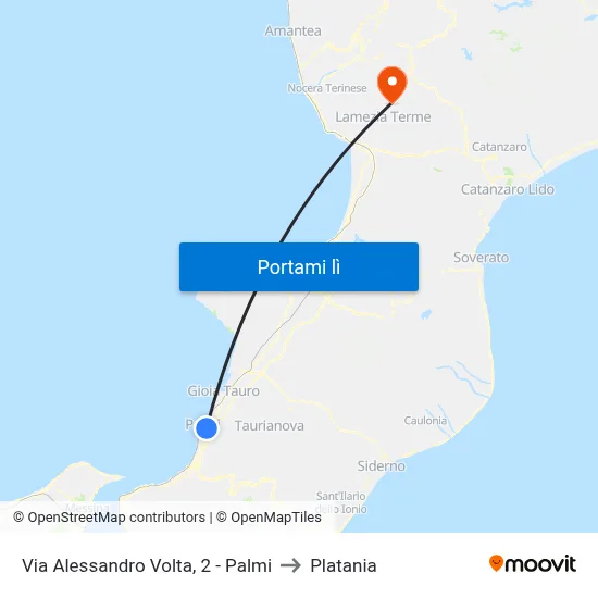 Via Alessandro Volta, 2 - Palmi to Platania map