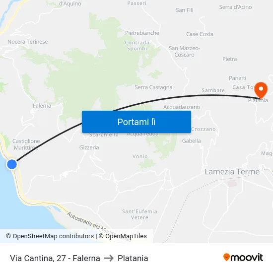 Via Cantina, 27 - Falerna to Platania map