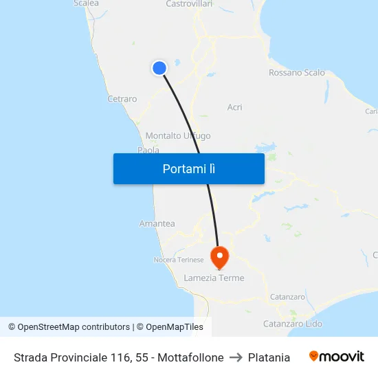 Strada Provinciale 116, 55 - Mottafollone to Platania map