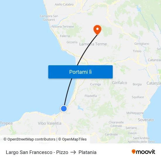 Largo San Francesco - Pizzo to Platania map