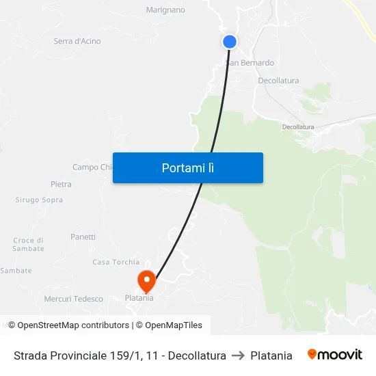 Strada Provinciale 159/1, 11 - Decollatura to Platania map
