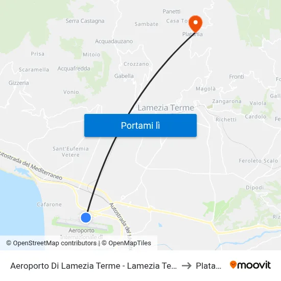 Aeroporto Di Lamezia Terme - Lamezia Terme to Platania map