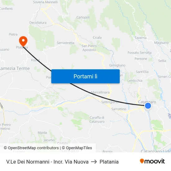 V.Le Dei Normanni - Incr. Via Nuova to Platania map