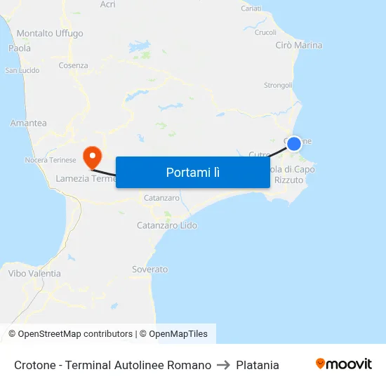 Crotone - Terminal Autolinee Romano to Platania map