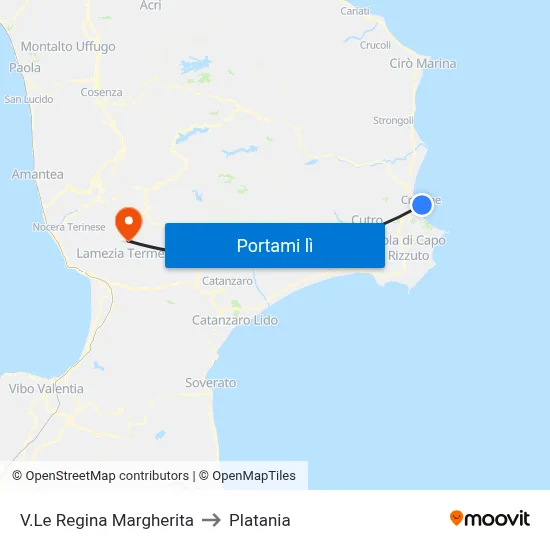 V.Le Regina Margherita to Platania map