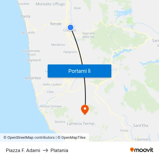 Piazza F. Adami to Platania map