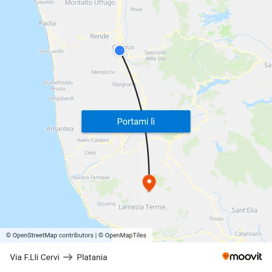 Via F.Lli Cervi to Platania map