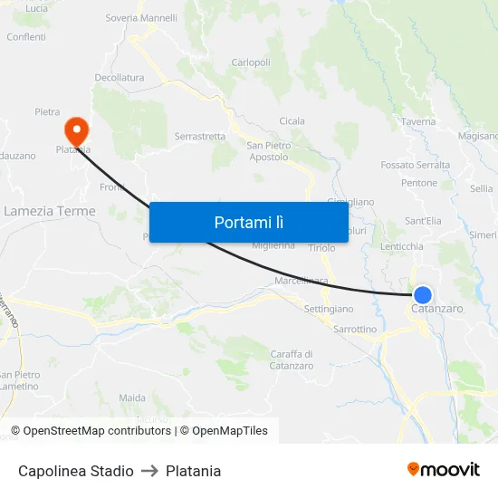 Capolinea Stadio to Platania map