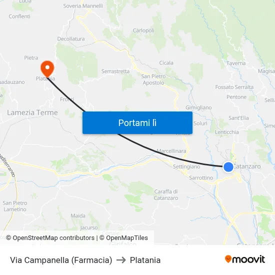 Via Campanella (Farmacia) to Platania map
