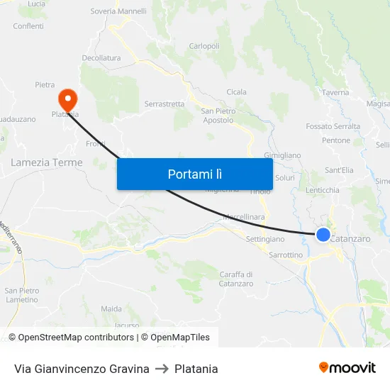 Via Gianvincenzo Gravina to Platania map