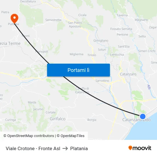 Viale Crotone - Fronte Asl to Platania map