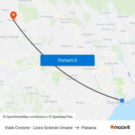 Viale Crotone - Liceo Scienze Umane to Platania map