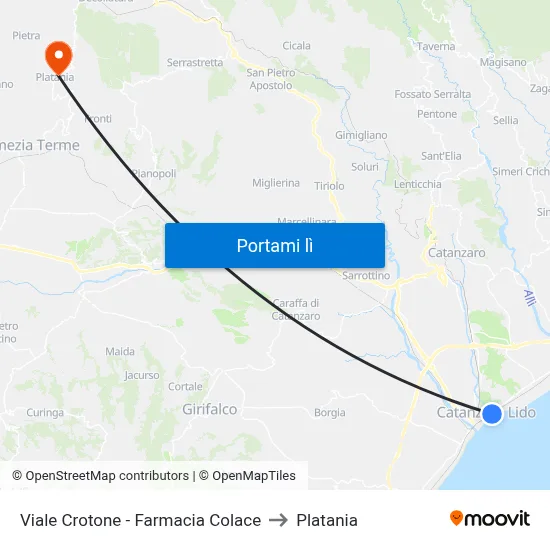 Viale Crotone - Farmacia Colace to Platania map