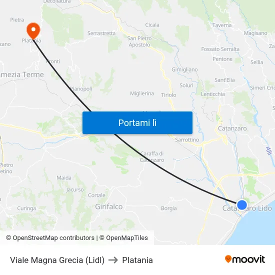Viale Magna Grecia (Lidl) to Platania map