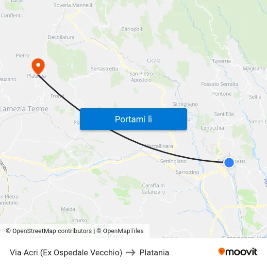 Via Acri (Ex Ospedale Vecchio) to Platania map