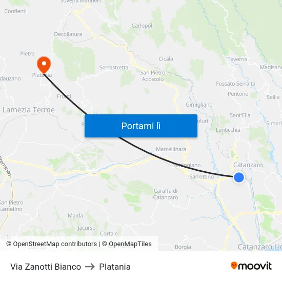 Via Zanotti Bianco to Platania map