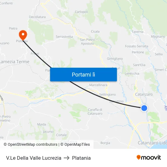 V.Le Della Valle Lucrezia to Platania map