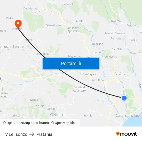 V.Le Isonzo to Platania map