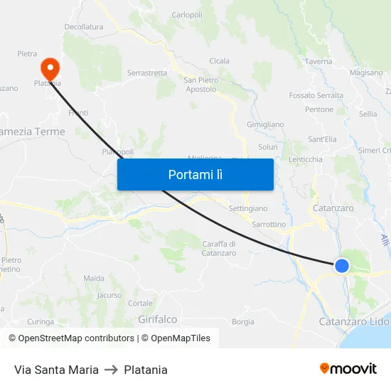 Via Santa Maria to Platania map