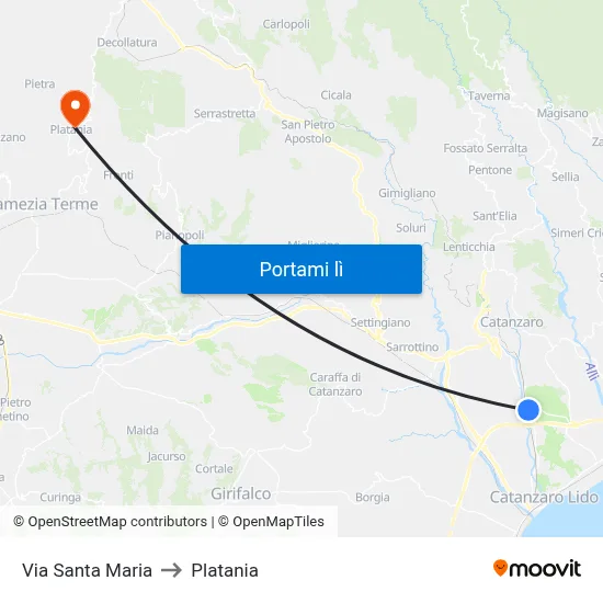 Via Santa Maria to Platania map