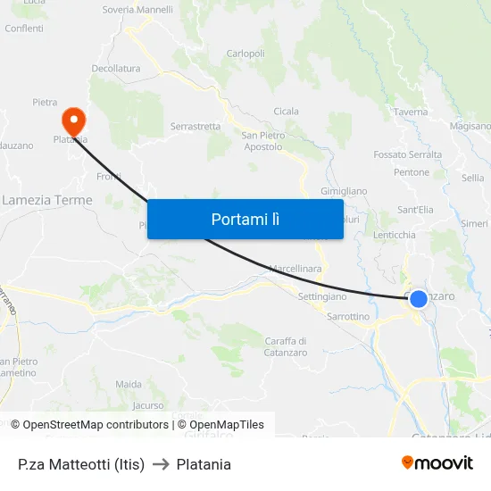 P.za Matteotti (Itis) to Platania map