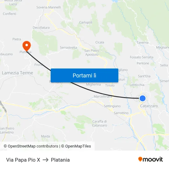 Via Papa Pio X to Platania map