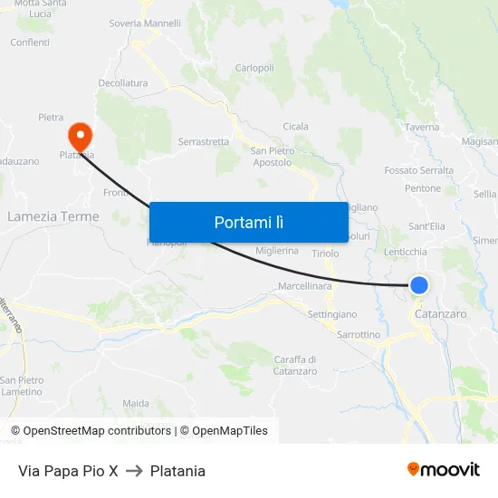 Via Papa Pio X to Platania map