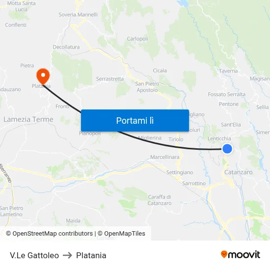 V.Le Gattoleo to Platania map