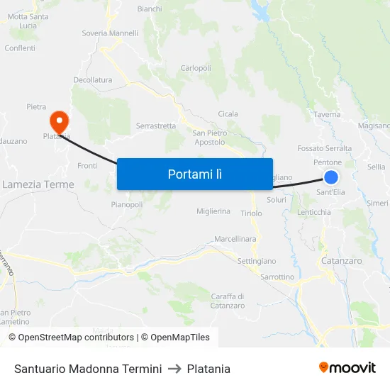 Santuario Madonna Termini to Platania map