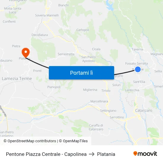 Pentone Piazza Centrale - Capolinea to Platania map