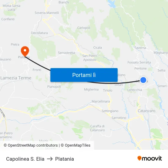 Capolinea S. Elia to Platania map