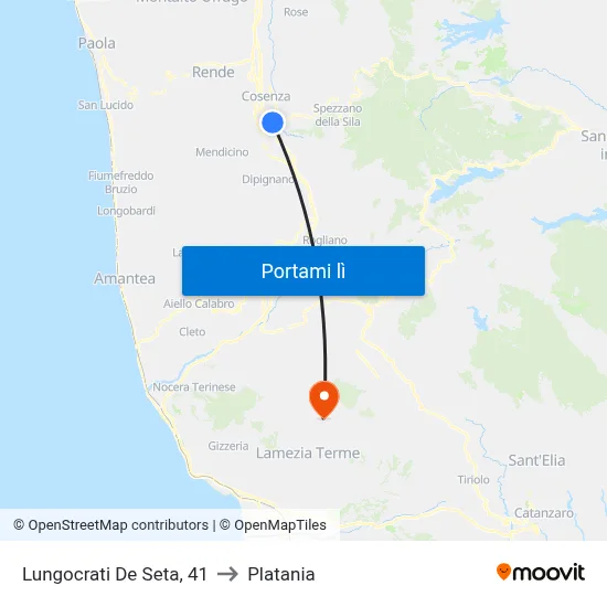 Lungocrati De Seta, 41 to Platania map