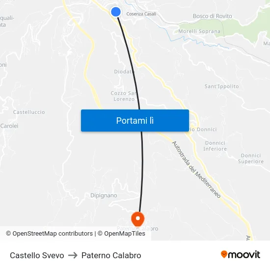 Castello Svevo to Paterno Calabro map